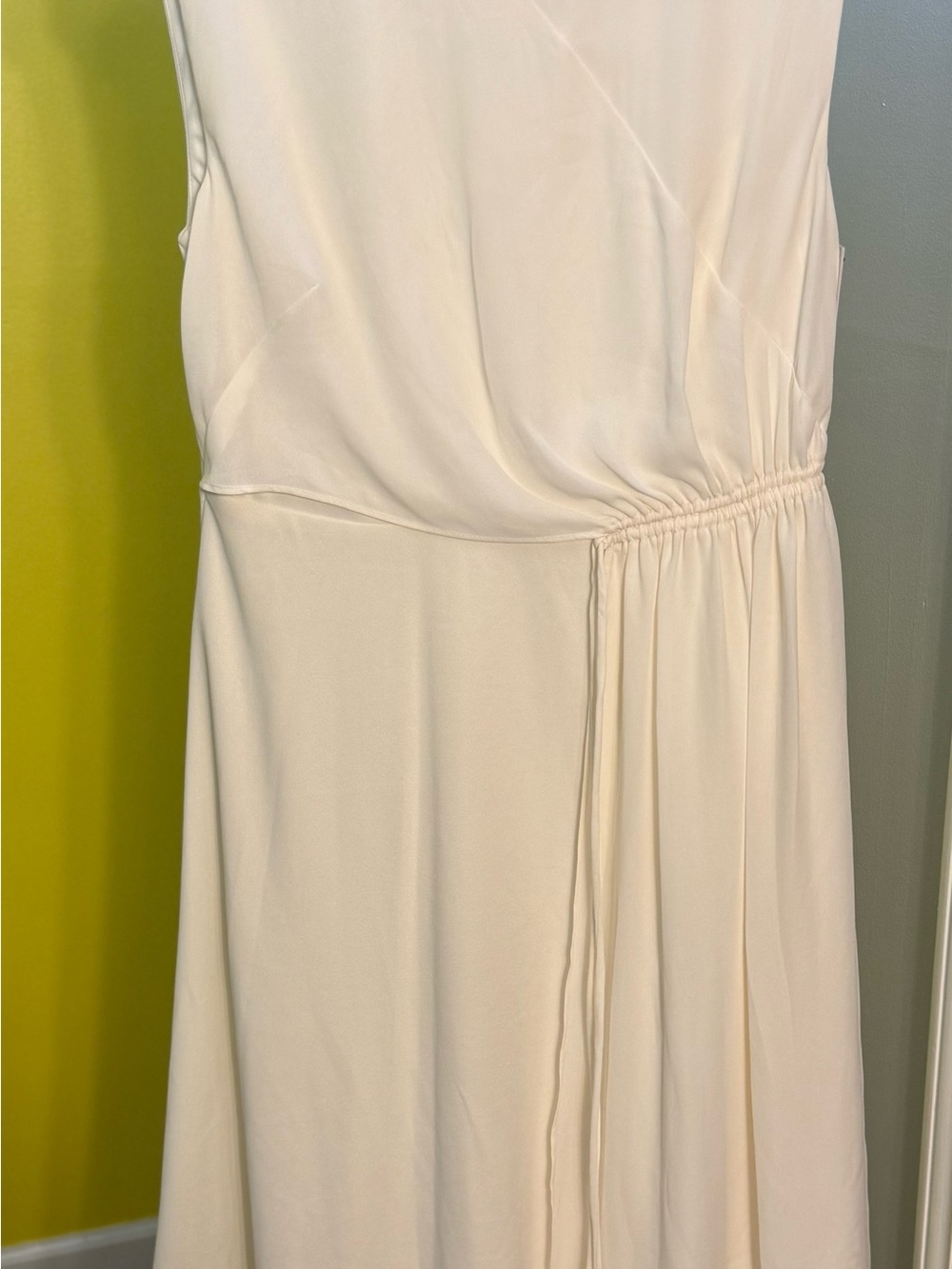 DKNYC Sleeveless Cream Midi Dress with Gathered Side Detail